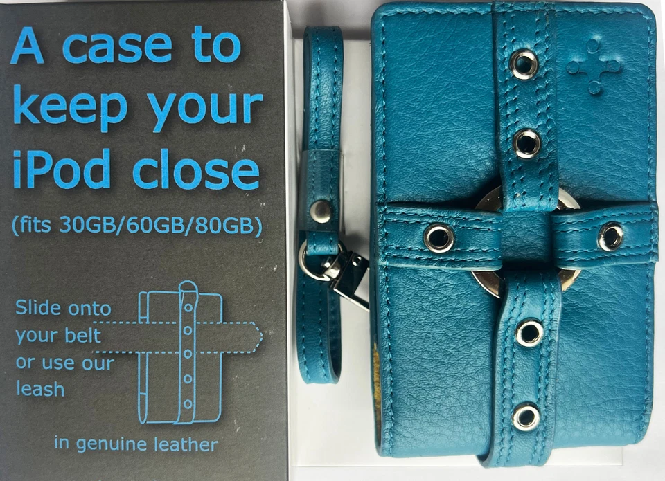 Funda de cuero de diseño para Apple iPod Classic Video 5G 5ta generación 60 GB 80 GB AZUL Foto 2 de 4