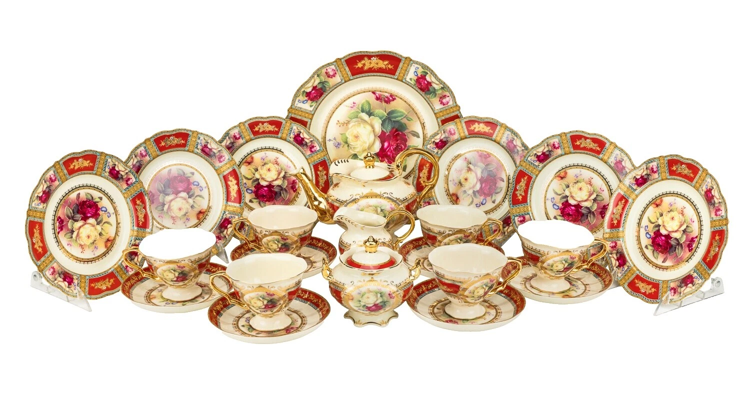 Blanco Floral completo Servicio de Cena Conjuntos