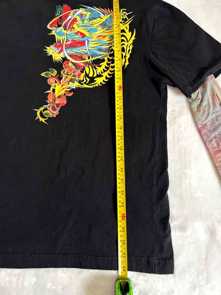 Y2K Kanji Premium Mens Dragon T Shirt Mesh Tattoo Sleeve XL 100% Cotton Vintage - Image 4 of 4