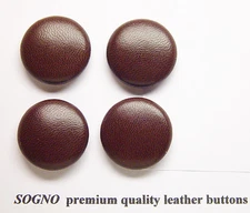 Set of 4 MADE IN USA genuine soft leather buttons 23mm (7/8 inch), metal loops
