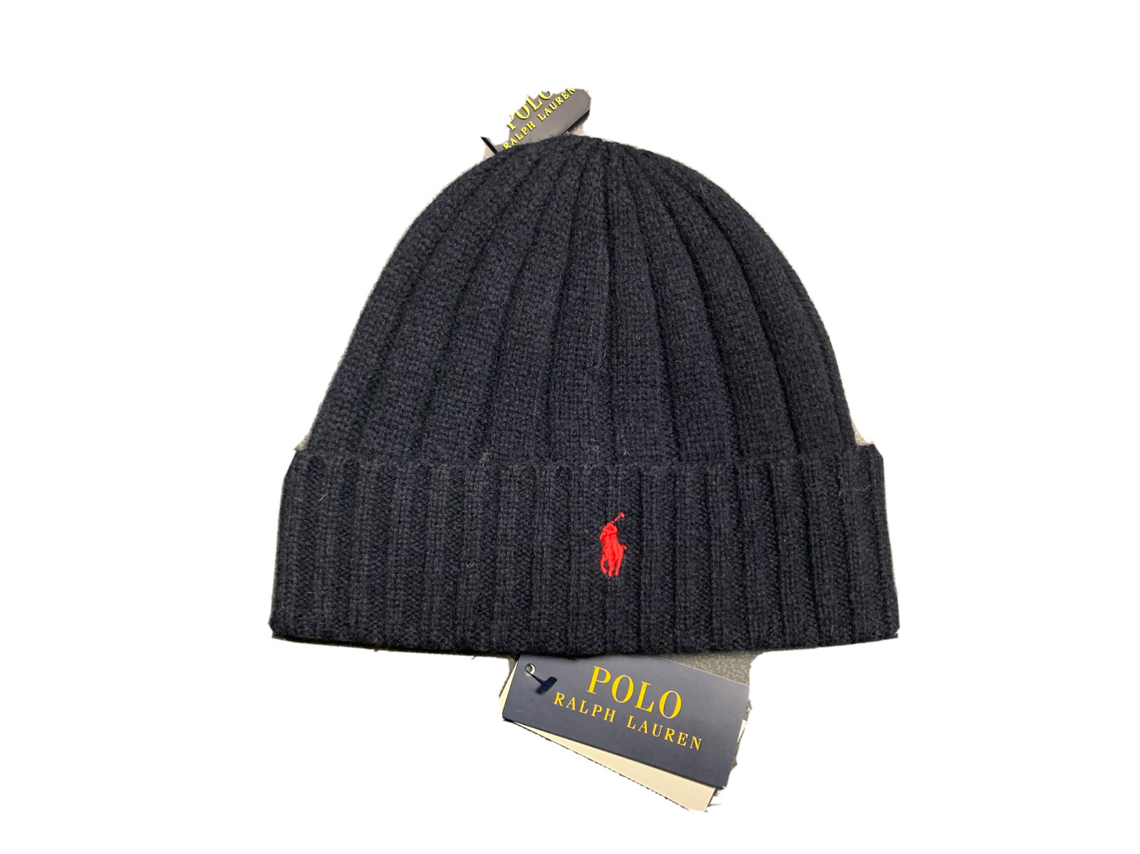Nuovo con etichette ~ Polo Ralph Lauren berretto lavorato a maglia taglia unica cappello invernale lana marina pony rosso