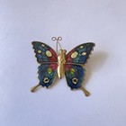 vintage Butterfly Brooch Pin Broach Enameled Sparkle Multi colored gold tone