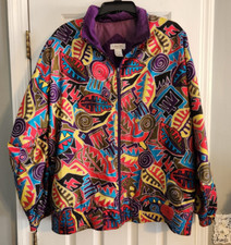 Womens XL Lavon by Cheerful Corp Purple Colorful Abstract Windbreaker Jacket