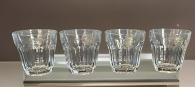 Set of 4 Pasabache Palaks Paneled Clear Glass Old Fashioned Juice Glasses 8 oz.