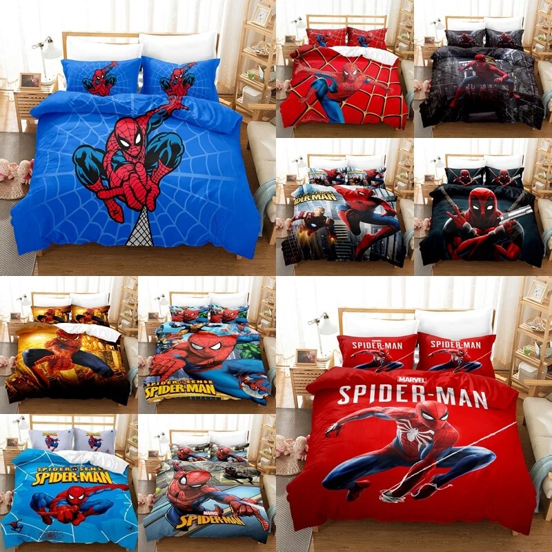 3D Marvel Superhero Spider Man Bedding Set Duvet Quilt Cover Single Double Gifts