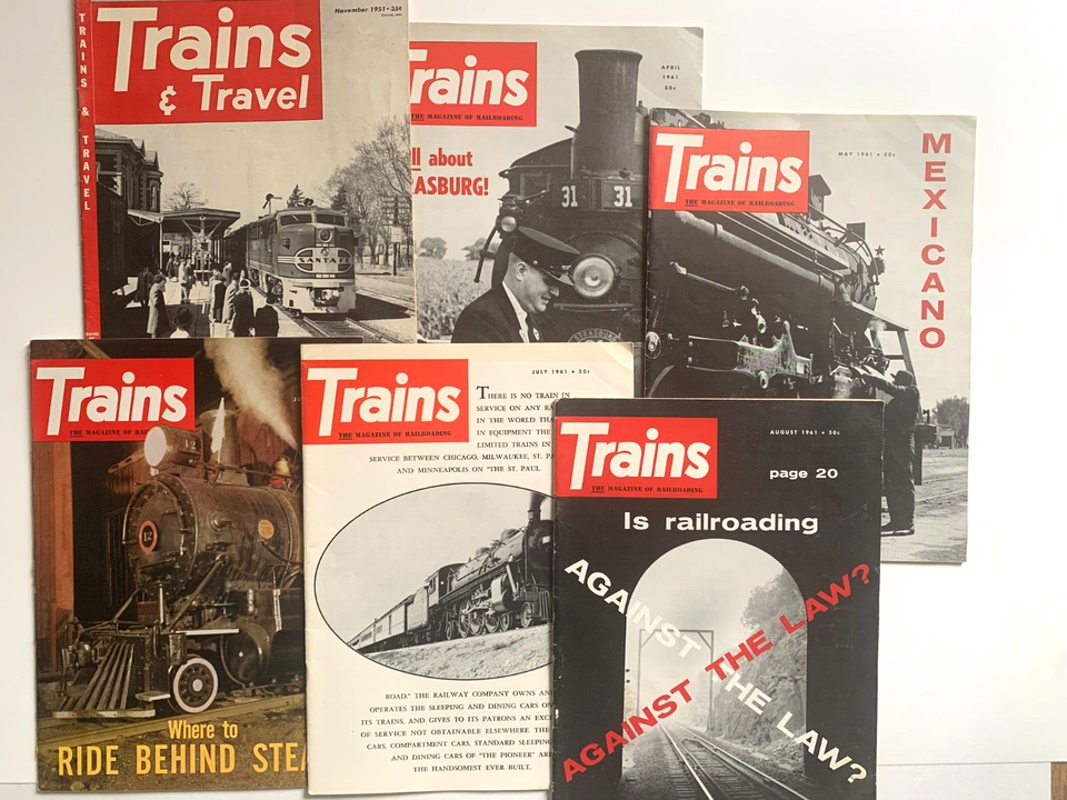 TRAINS THE MAGAZINE OF RAILROADING 12 ISSUES 1 ISSUE OF TRAINS AND ...