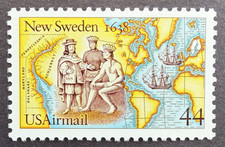 US 1988 Sc# C117 MNH Air Post Stamp New Sweden 350th. Anniv. 44¢