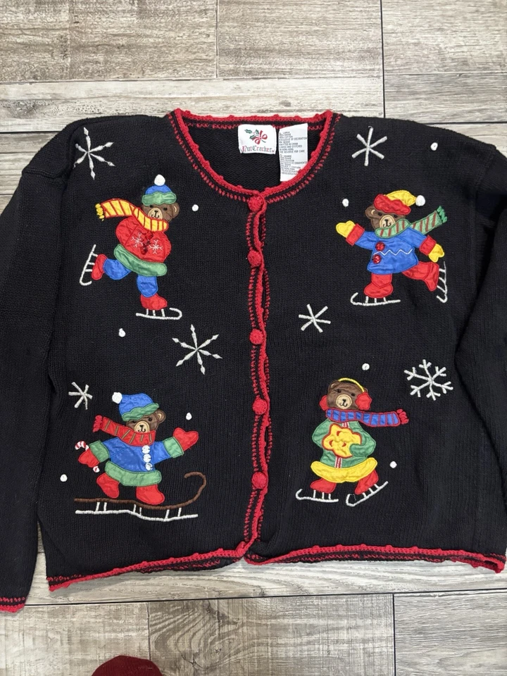 Suéter Cárdigan Cascanueces Patinaje sobre Hielo Osos De Colección - Talla Grande - Vacaciones Foto 2 de 4