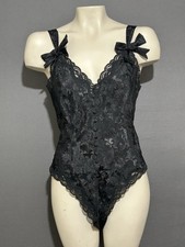 Victoria  s Secret Gold Label Lingerie Bodysuit Sz Small Black Jacquard