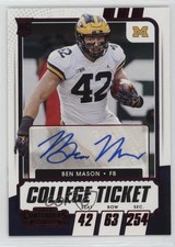 2021 Panini Contenders Draft Picks College Game Ticket Red Ben Mason Auto 14dq