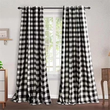 2 Pack Buffalo Check Plaid Window Curtain Panels (52"×84") for Living Room, B...