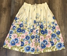 Vtg 60s Rockabilly Maxi Skirt Women s 28 Pastel Pleated Boho Mod USA Cotton
