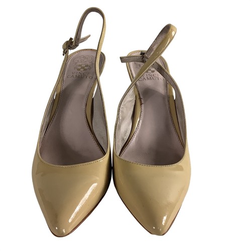Vince Camuto Stefania Nude Patent Leather Slingback Pumps Beige HeelsVC-STEFANIA