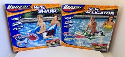 Banzai No-Tip Shark & Alligator! Inflatable Pool Float Ride On Toy NIB Sealed!