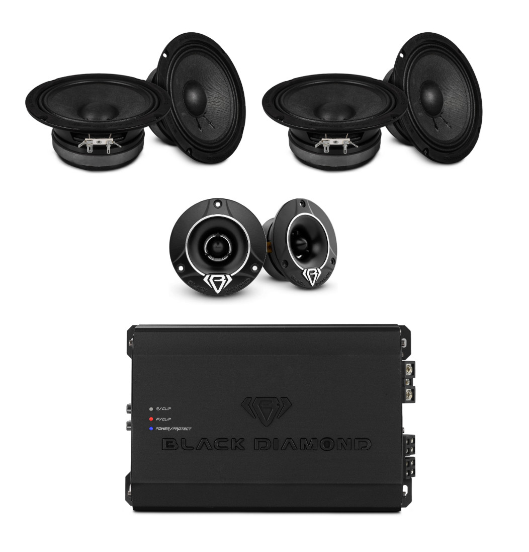Black Diamond Complete Car Audio Bundle - 4x 6.5" Mid-Bass +