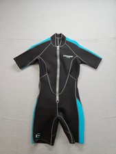 Cressi Women Lido Shorty Wetsuit M Black Blue Front Zip 2mm Neoprene Spring Suit