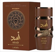 Lattafa Asad Bourbon Eau de Parfum Spray 100ml 3.4 Oz . New and Sealed Box.
