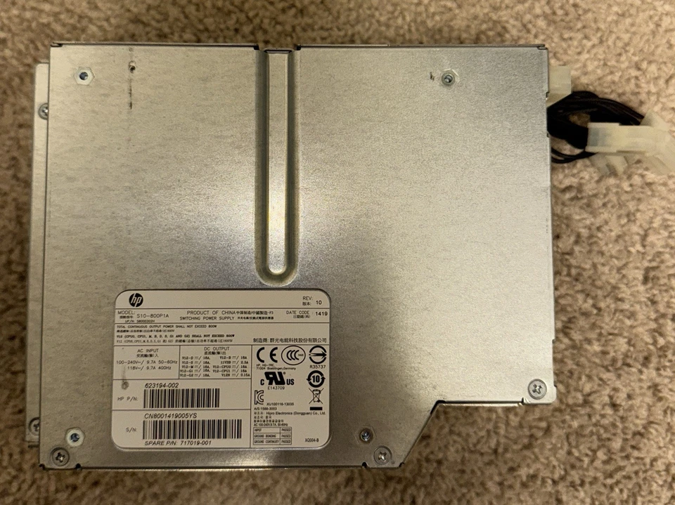 HP Z620 Workstation 800W S10-800P1A Power Supply 717019-001 - Image 4 of 4