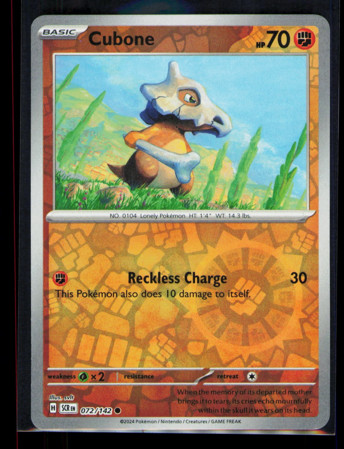 Pokemon Stellar Crown Cubone 72/142 Common Reverse Holo NM
