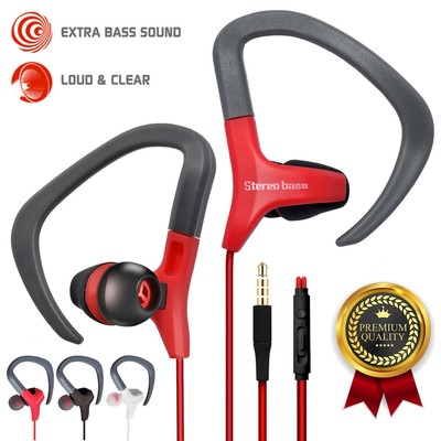 Universal Sweat-Proof Sport Wired Stereo Earphones Over-Ear