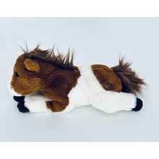 FAO SCHWARZ Brown & White PINTO HORSE 14" Plush Stuffed Animal Toy