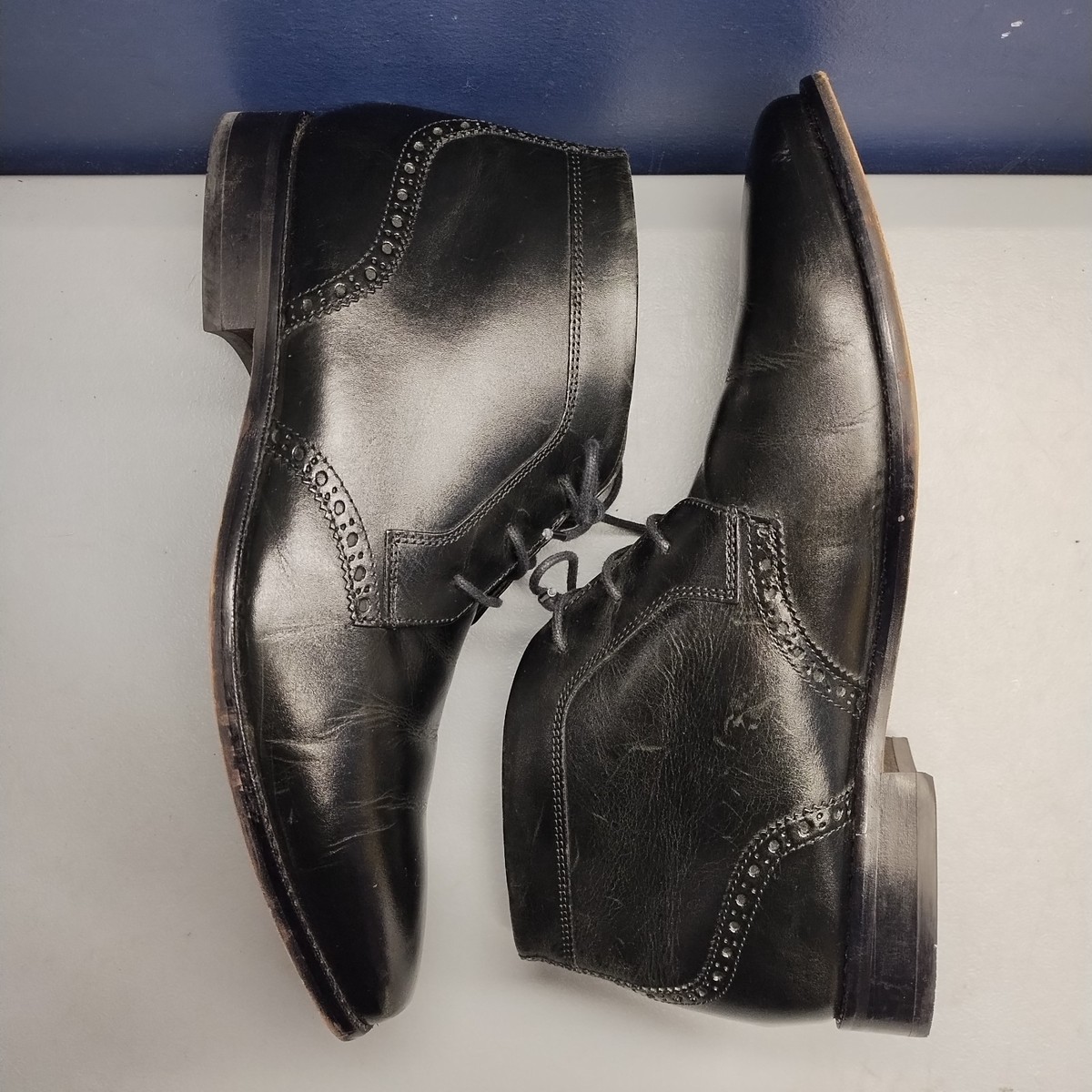 Florsheim Castellano Chukka Boots Mens US 10EEE Black Leather Cuban Heel Lace Up 43JF_41_FLORSHEIM_COGNAC_MAIN main image 4