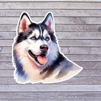 #ad Siberian Husky Sticker Vinyl Decal Realistic Husky Dog Head Portrait $2.79