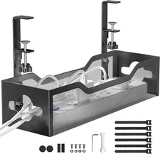 Under Desk Cable Management Tray No Drill, Metal Mesh Cable Management under Des