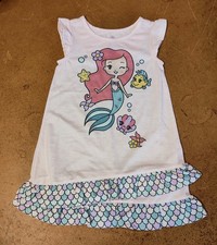 Disney Princess Ariel girl pink nightgown sz 3 Little Mermaid scale ruffle sleep