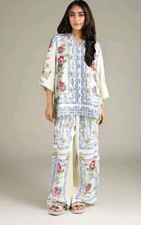 Khaadi Embroidered Look Trousers Pants Size Medium Beige Nwt