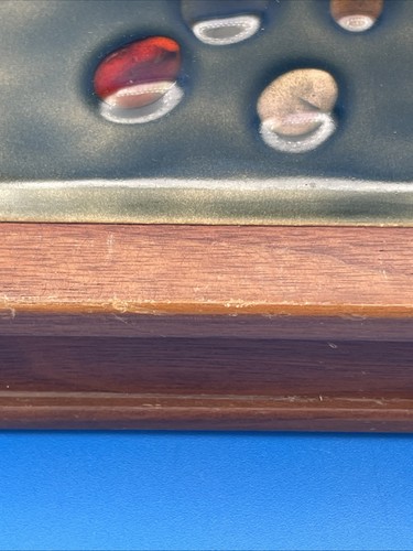 Bovano Of Cheshire Enamel On Copper Lid Inset Hinged Walnut Valet Box MCM - Picture 13 of 15