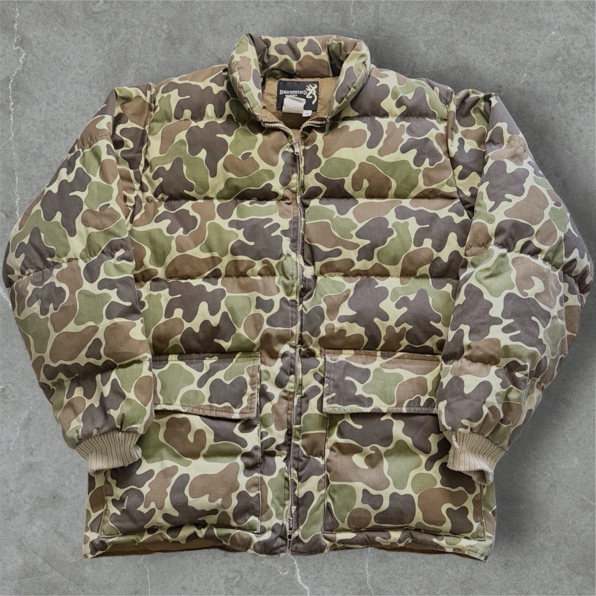 Vintage 1970s–80s Browning Down Jacket Duck Camo USA Made Puffer 