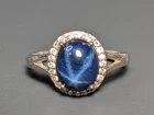 Vintage Sterling Silver 925 BBJ Blue Star Sapphire CZ Ring Size 8 Thailand