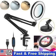 Magnifying Glass with Light and Stand, 10X Magnifying Lamp,2-In-1 Desk Magnifier