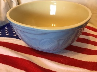 Tala Stoneware 10 1/4  Mixing Kitchen Batter Bowl Blue & Cream 4.25 T Handles