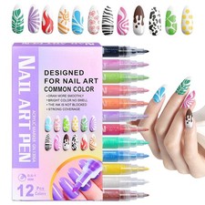 Nail Pens 12-Colors Quick-Dry Paint Acrylic Tip Nail Polish Pen