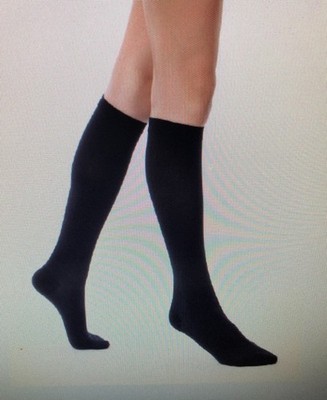 Far Infrared Ray Medical Compression Stockings Knee Highs 18~22 mm/Hg - L- Black
