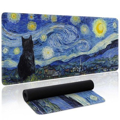 Starry Night Cat Gaming Mouse Pad Large Desk 31.5'' x 31.5'',
