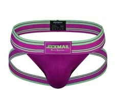NWT Brand New JOCKMAIL Purple  Men Jockstrap Underwear Big Pouch Male Size XL