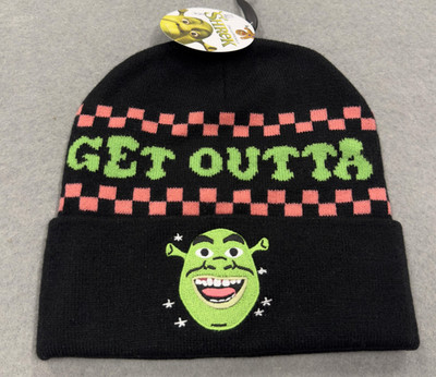 Shrek Hat Beanie Knit One Size Black Green DreamWorks Get Outta My Swamp Mens