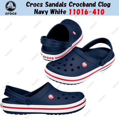 Crocs Sandals Crocband Clog Navy White 11016-410 Unisex Size