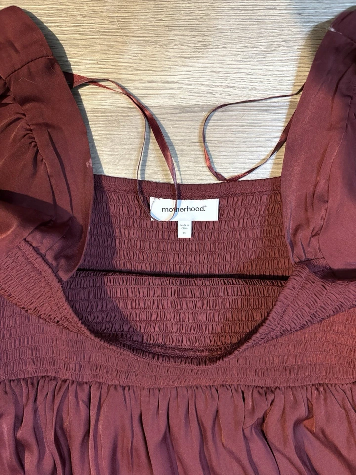 Motherhood Rich Burgundy Smocked Dress Size XL - Image 3 of 4