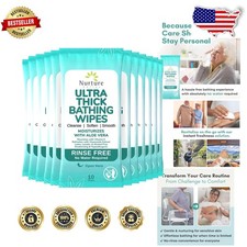 XL Body Wipes 120 Count Aloe Vera Sensitive Skin No Rinse Bathing