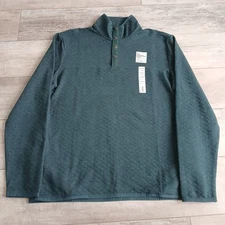 Sonoma Mens Quarter Snap Pullover Quilted Long Sleeve Green L