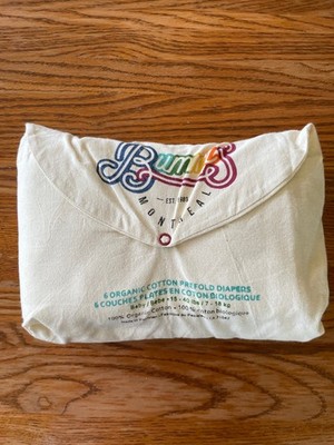 Bummis Prefold Diapers, qty 6, Organic Cotton, Cloth, Brand New, 15-40 lbs