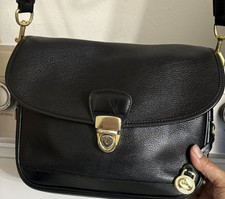 Vintage Dooney  Bourke All Black Leather Crossbody Shoulder Bag