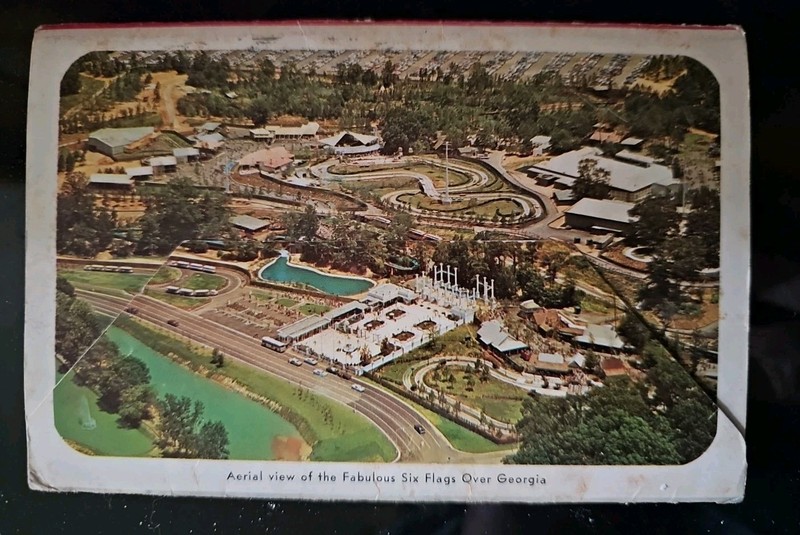 Vintage  Full Color Six Flags Over Georgia Souvenir Postcard Book 