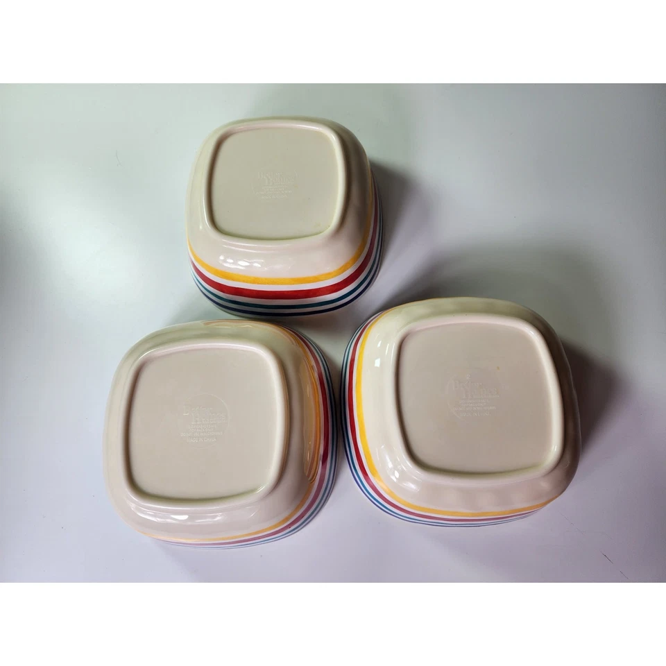 BETTER HOMES & GARDENS Juego de 3 cuencos cuadrados pequeños a rayas espirales coloridos de 5,75" Foto 4 de 4