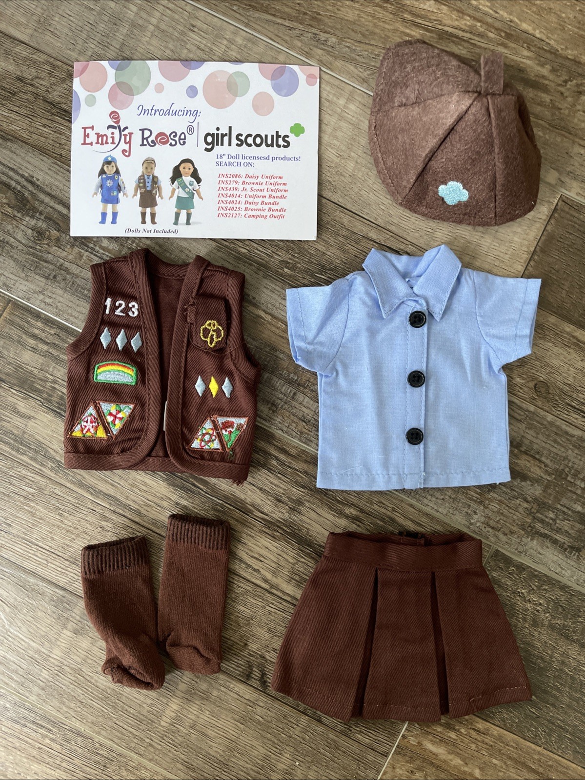 Emily Rose 18-Inch Doll Clothes  4-Piece Girl Scout Brownie 