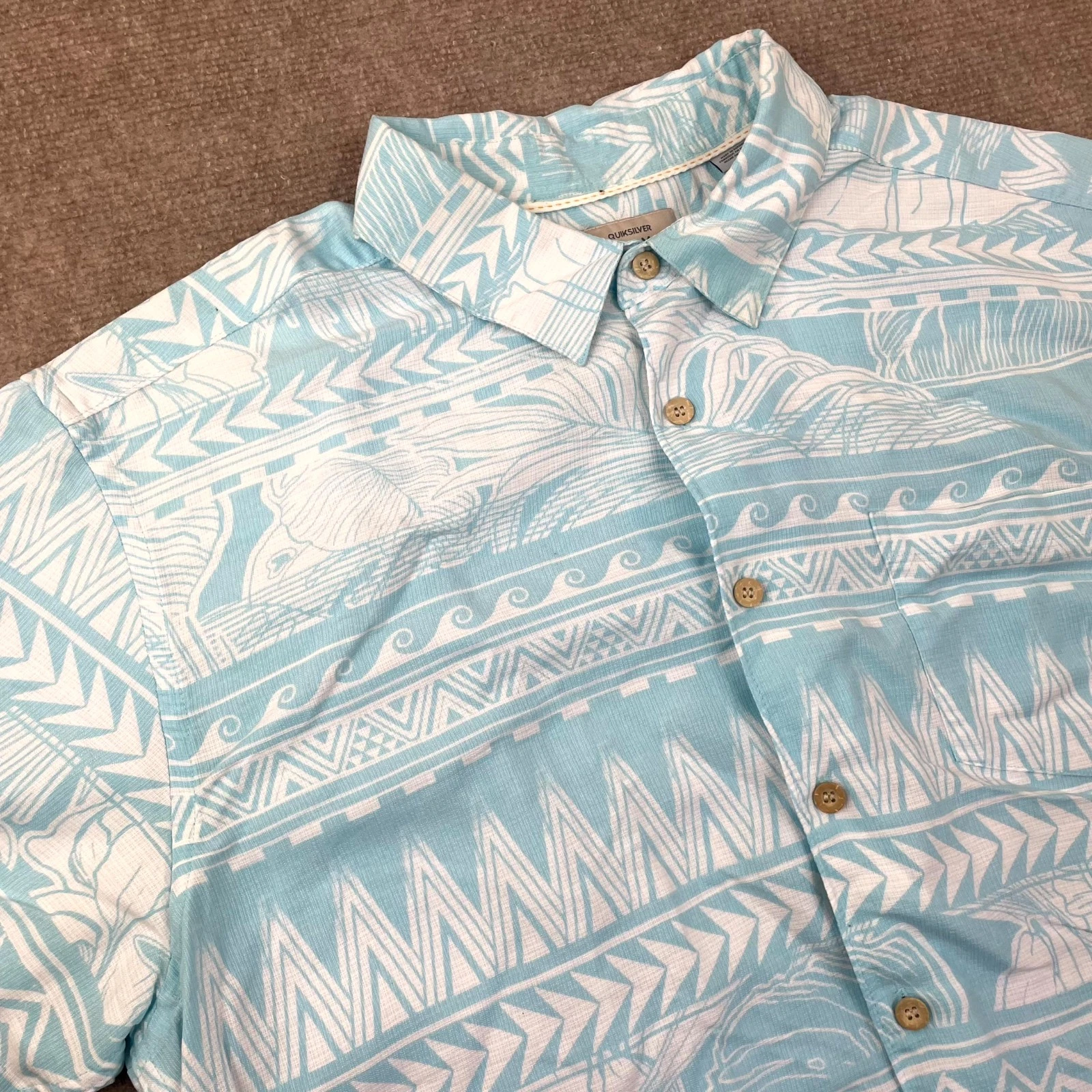 Quiksilver Waterman Shirt Mens XL Multicolor Tongs Slide Hawaiian Button Up